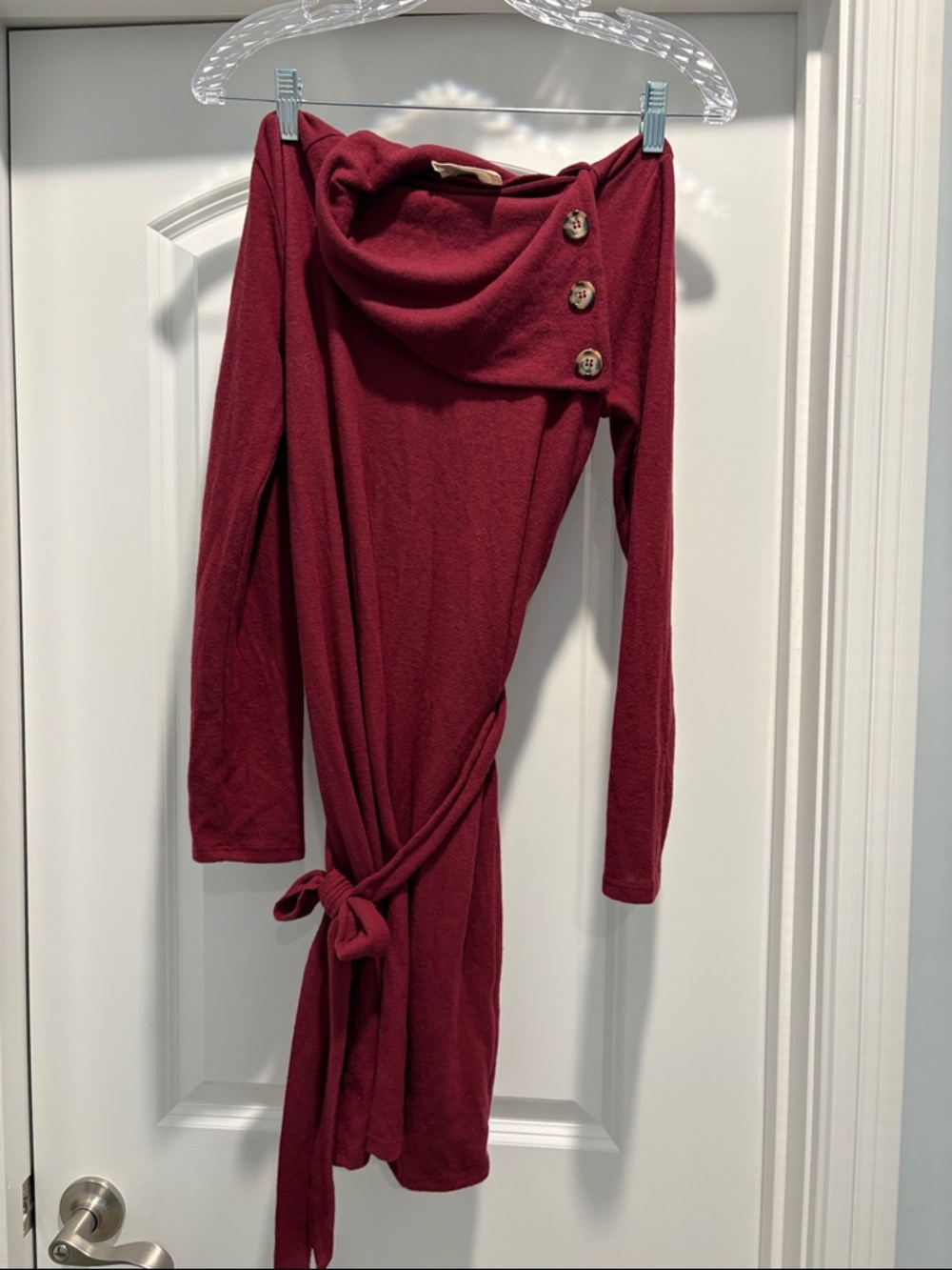 Maroon Cowl Neck Sweater Dress